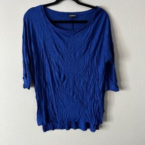 Express Women's Deep Blue 3/4 Sleeve Tee